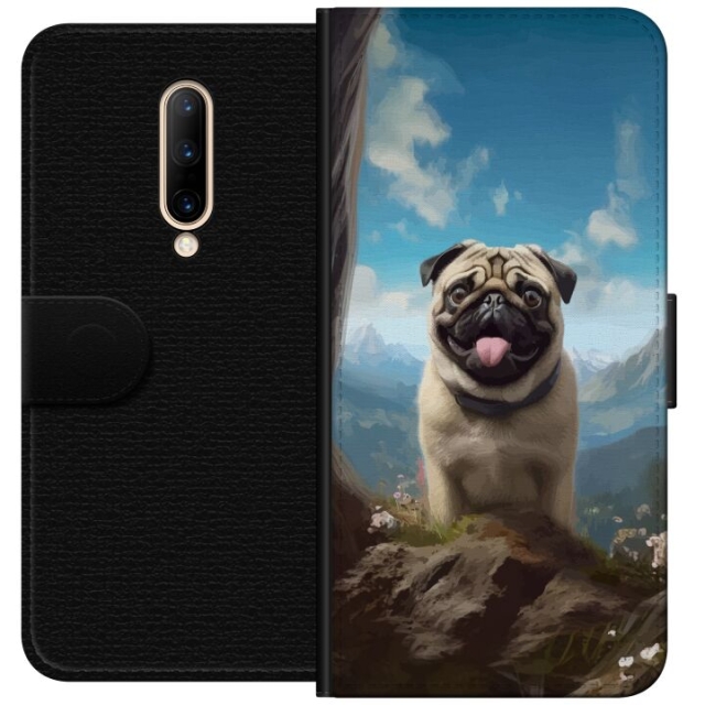 Plånboksfodral till OnePlus 7 Pro med Glad Hund motiv