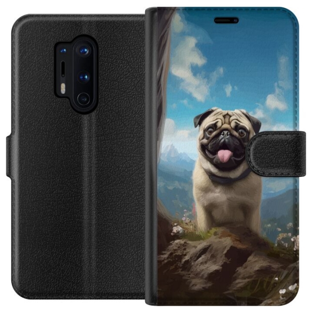 Plånboksfodral till OnePlus 8 Pro med Glad Hund motiv