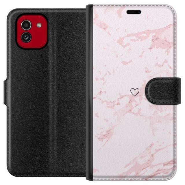 Plånboksfodral till Samsung Galaxy A03 med Rosa Hjärta motiv