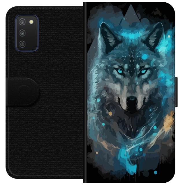 Plånboksfodral till Samsung Galaxy A03s med Varg motiv
