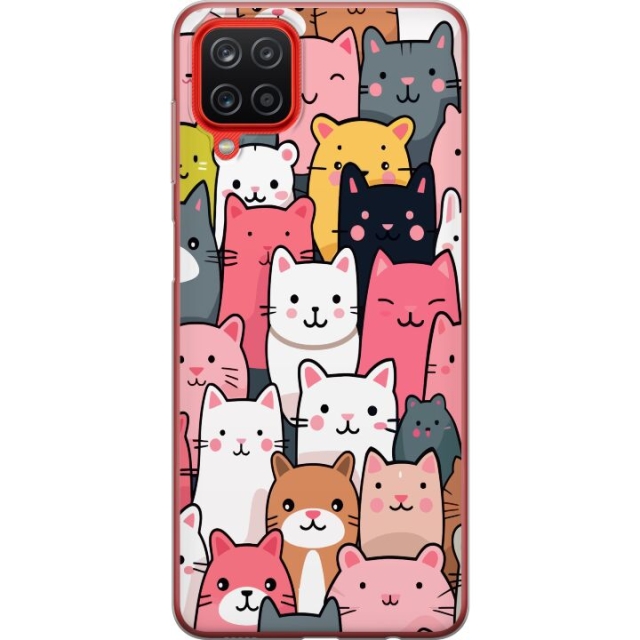 Mobilskal till Samsung Galaxy A12 med Kattmönster motiv