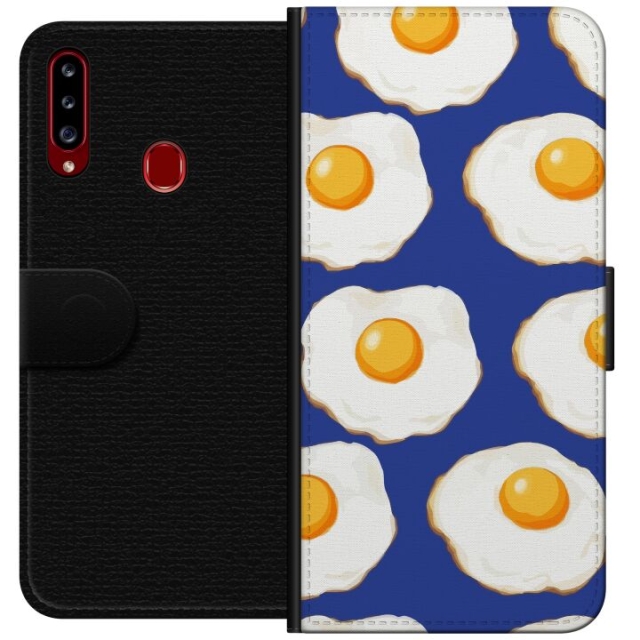 Plånboksfodral till Samsung Galaxy A20s med Stekta ägg motiv