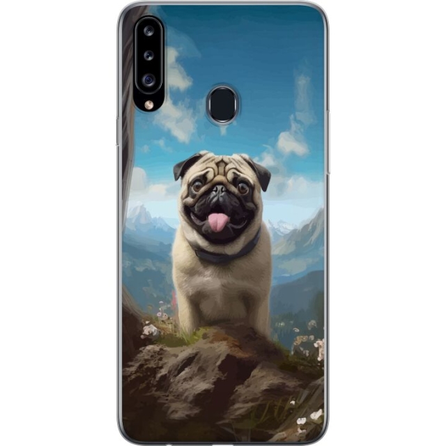 Mobilskal till Samsung Galaxy A20s med Glad Hund motiv