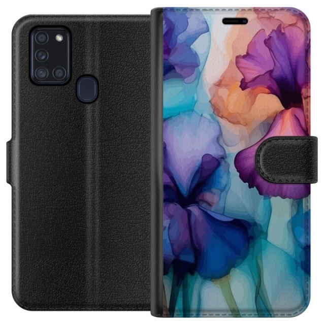 Plånboksfodral till Samsung Galaxy A21s med Magiska blommor motiv