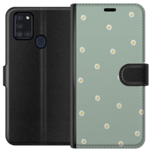 Plånboksfodral till Samsung Galaxy A21s med Prästkragar motiv