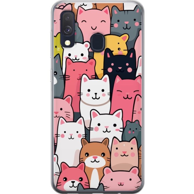 Mobilskal till Samsung Galaxy A40 med Kattmönster motiv