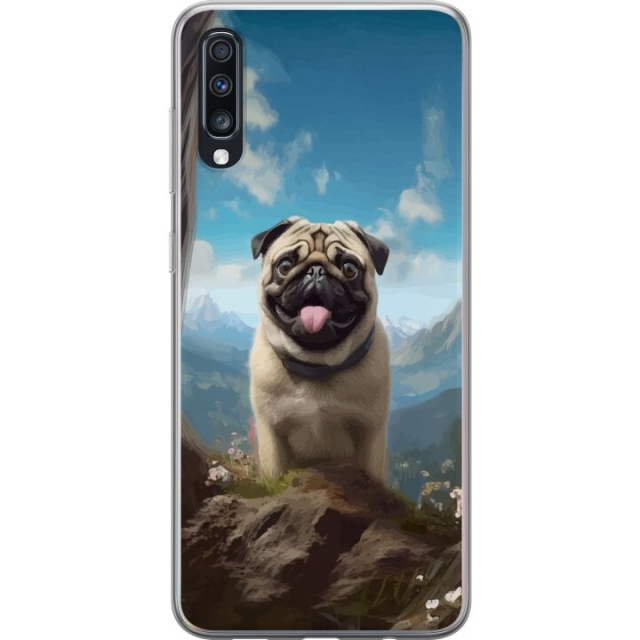 Mobilskal till Samsung Galaxy A70 med Glad Hund motiv