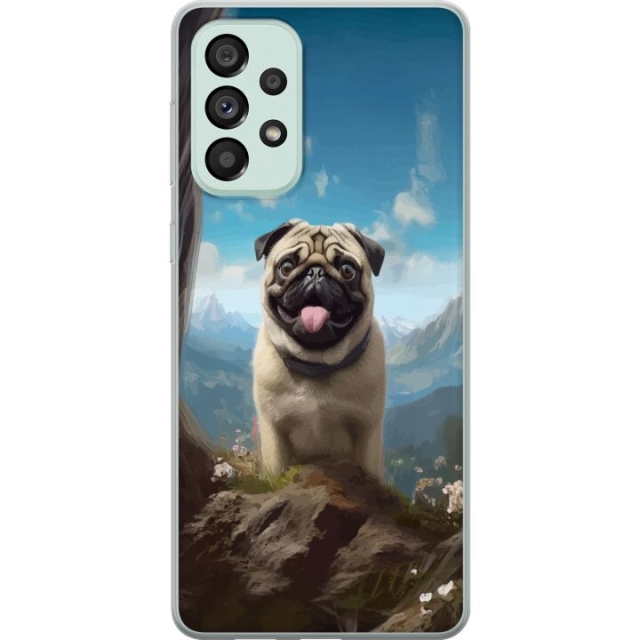 Mobilskal till Samsung Galaxy A73 5G med Glad Hund motiv