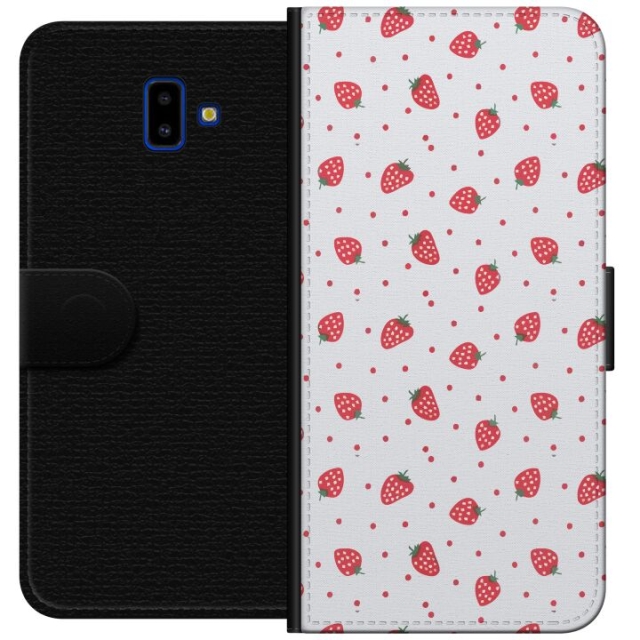 Plånboksfodral till Samsung Galaxy J6+ med Jordgubbar motiv