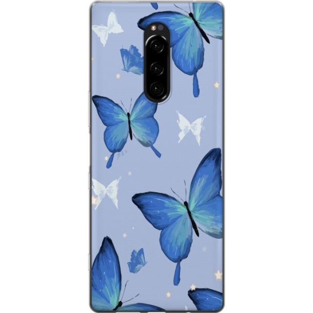 Mobilskal till Sony Xperia 1 med Blå fjärillar motiv