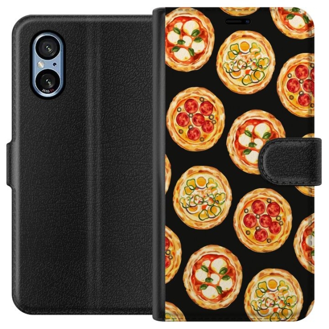 Plånboksfodral till Sony Xperia 5 V med Pizza motiv
