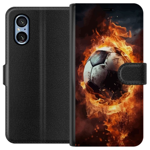 Plånboksfodral till Sony Xperia 5 V med Fotboll motiv