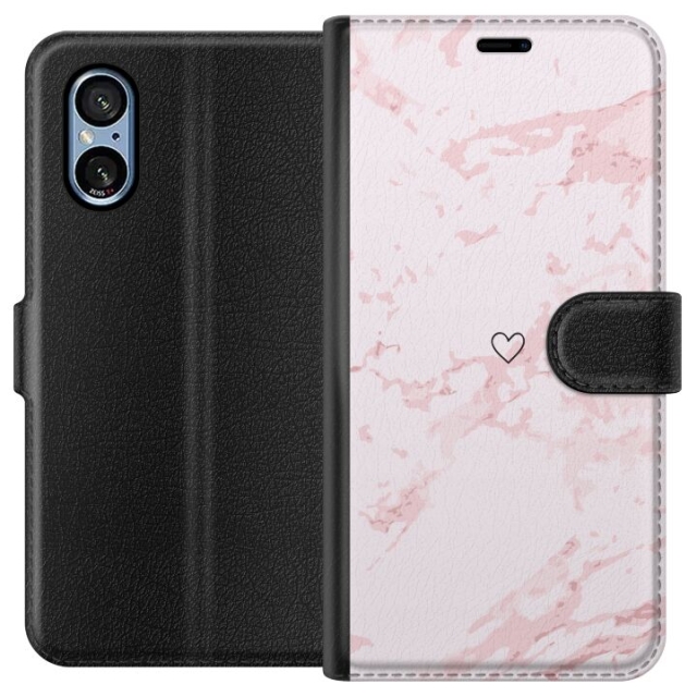 Plånboksfodral till Sony Xperia 5 V med Rosa Hjärta motiv