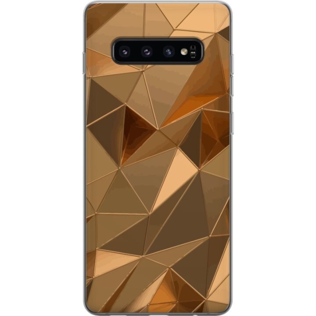 Mobilskal till Samsung Galaxy S10 med 3D Guld motiv