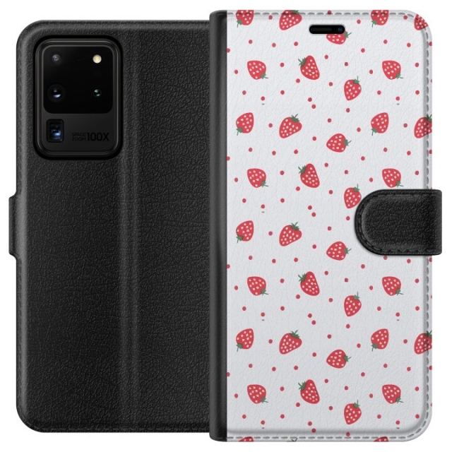 Plånboksfodral till Samsung Galaxy S20 Ultra med Jordgubbar motiv