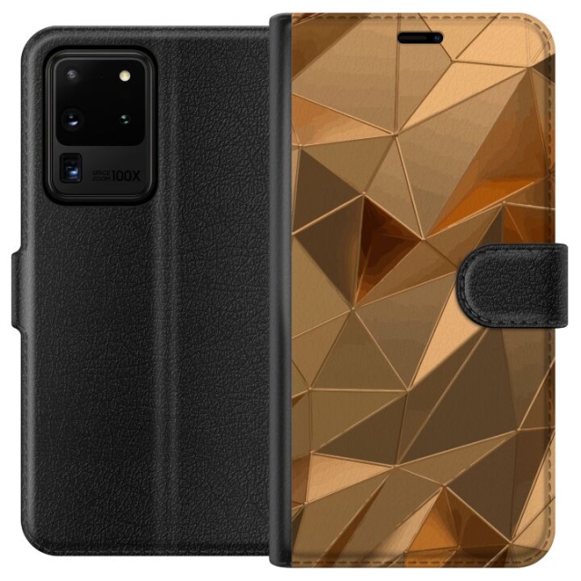 Plånboksfodral till Samsung Galaxy S20 Ultra med 3D Guld motiv