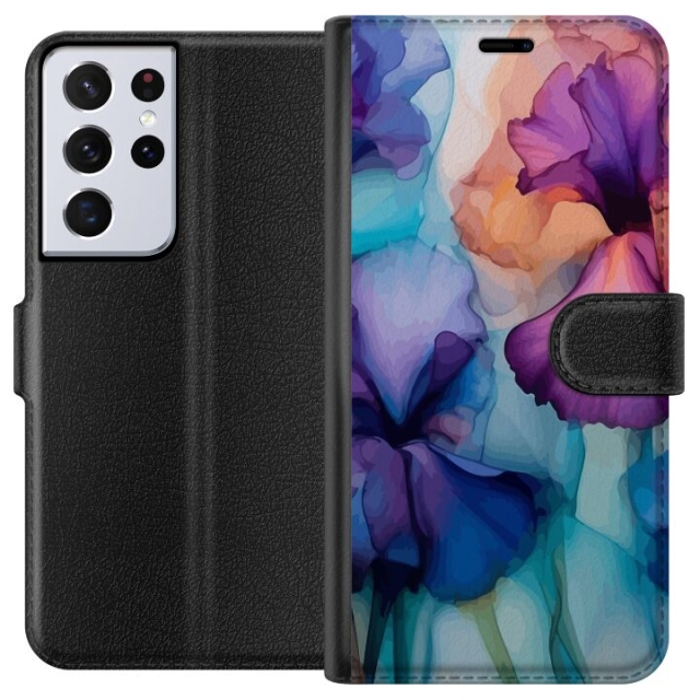 Plånboksfodral till Samsung Galaxy S21 Ultra 5G med Magiska blommor motiv
