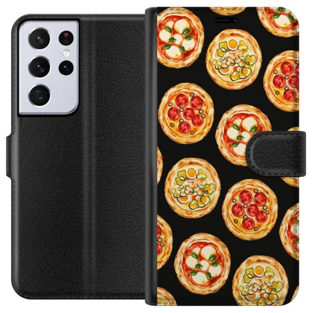 Plånboksfodral till Samsung Galaxy S21 Ultra 5G med Pizza motiv
