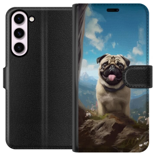 Plånboksfodral till Samsung Galaxy S23+ med Glad Hund motiv