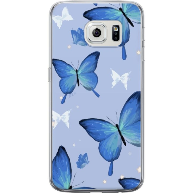 Mobilskal till Samsung Galaxy S6 edge med Blå fjärillar motiv