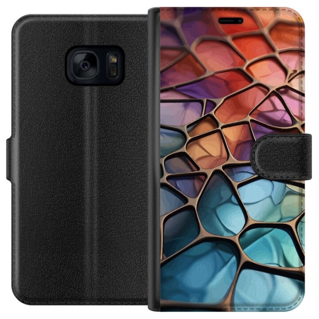 Plånboksfodral till Samsung Galaxy S7 med Metalliskt mönster motiv