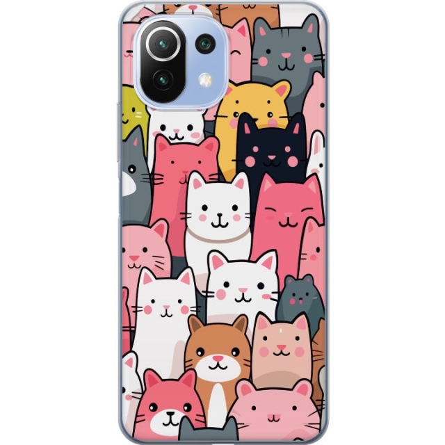 Mobilskal till Xiaomi 11 Lite 5G NE med Kattmönster motiv