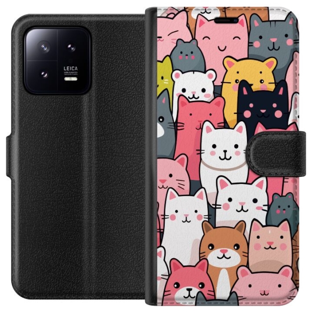 Plånboksfodral till Xiaomi 13 med Kattmönster motiv