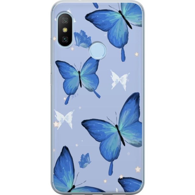Mobilskal till Xiaomi Mi A2 Lite med Blå fjärillar motiv