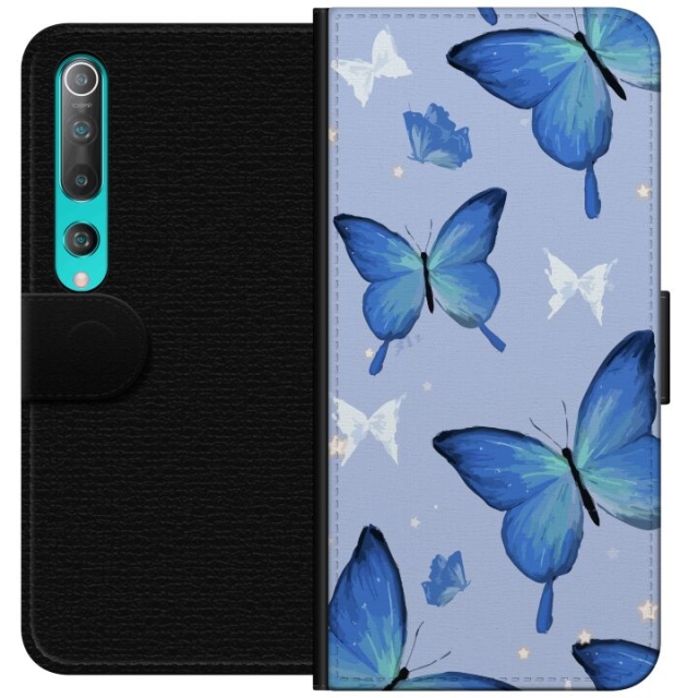 Plånboksfodral till Xiaomi Mi 10 5G med Blå fjärillar motiv
