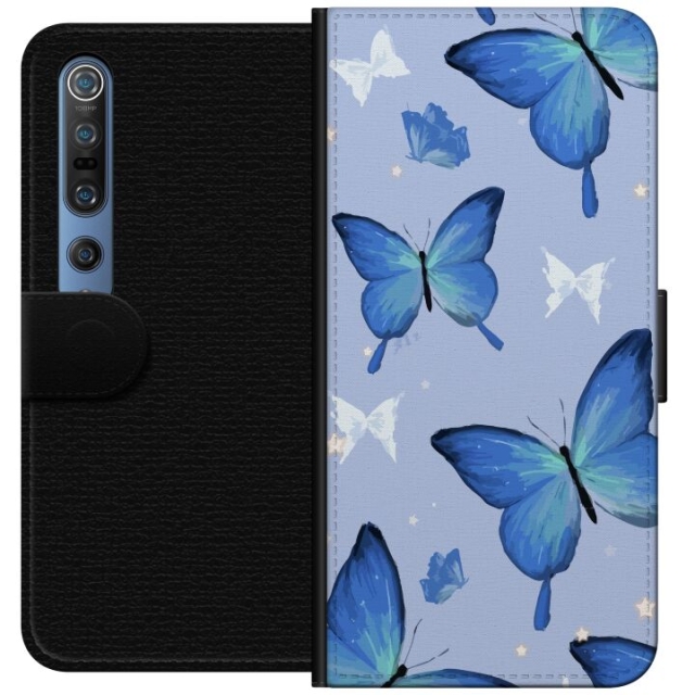 Plånboksfodral till Xiaomi Mi 10 Pro 5G med Blå fjärillar motiv