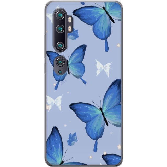 Mobilskal till Xiaomi Mi Note 10 med Blå fjärillar motiv