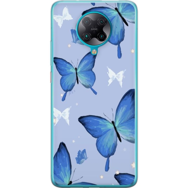 Mobilskal till Xiaomi Poco F2 Pro med Blå fjärillar motiv