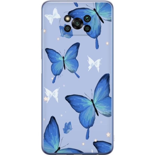 Mobilskal till Xiaomi Poco X3 Pro med Blå fjärillar motiv