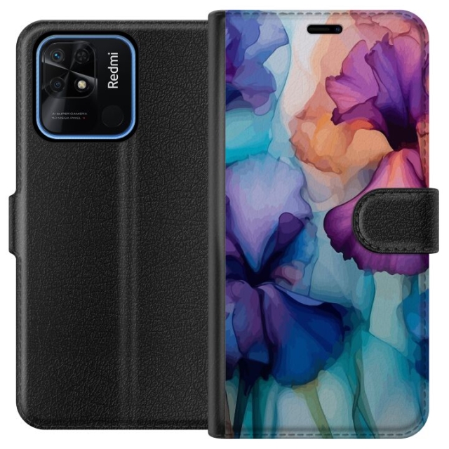 Plånboksfodral till Xiaomi Redmi 10C med Magiska blommor motiv
