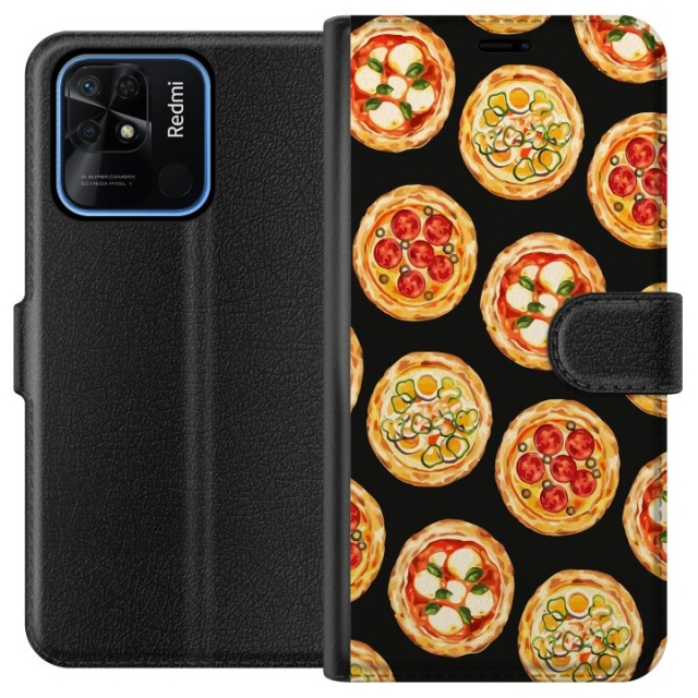 Plånboksfodral till Xiaomi Redmi 10C med Pizza motiv