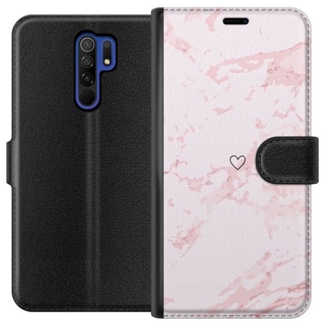 Plånboksfodral till Xiaomi Redmi 9 med Rosa Hjärta motiv