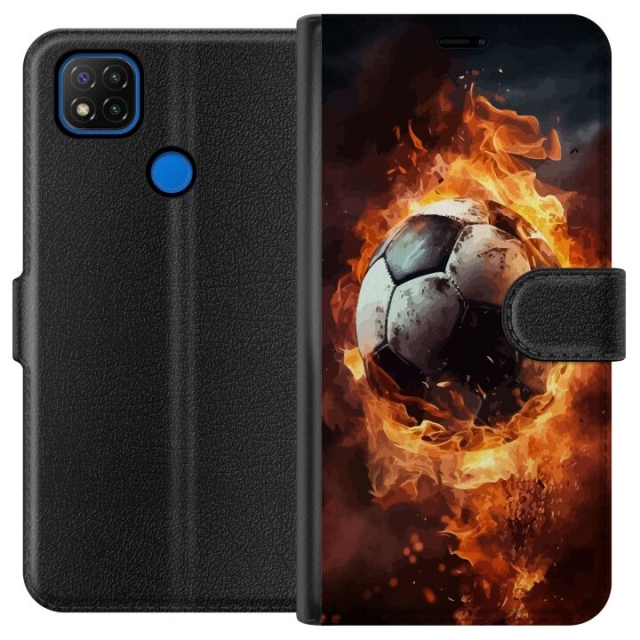 Plånboksfodral till Xiaomi Redmi 9C med Fotboll motiv