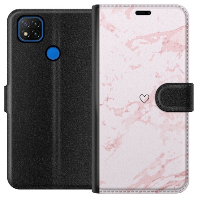 Plånboksfodral till Xiaomi Redmi 9C med Rosa Hjärta motiv
