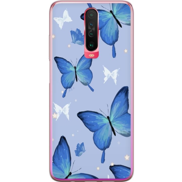 Mobilskal till Xiaomi Redmi K30 med Blå fjärillar motiv