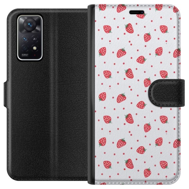Plånboksfodral till Xiaomi Redmi Note 11 Pro 5G med Jordgubbar motiv