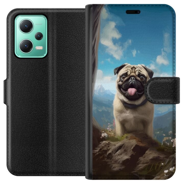 Plånboksfodral till Xiaomi Redmi Note 12 med Glad Hund motiv