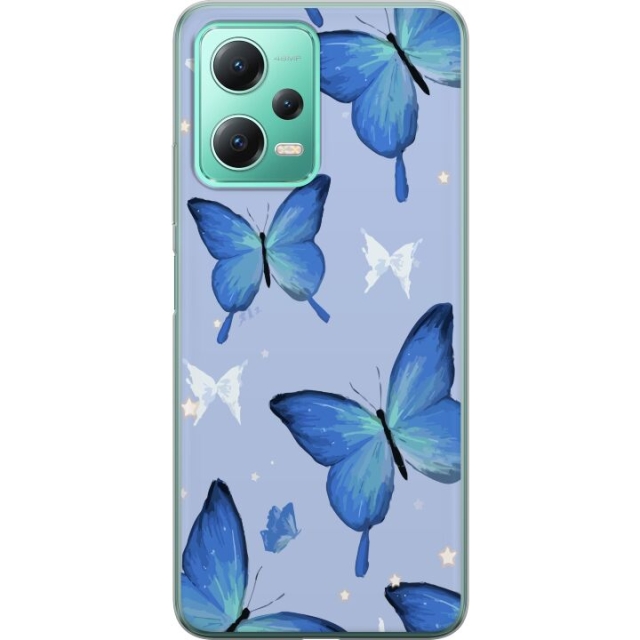 Mobilskal till Xiaomi Redmi Note 12 med Blå fjärillar motiv