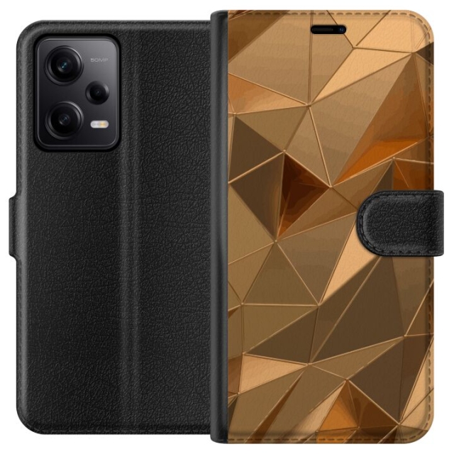 Plånboksfodral till Xiaomi Redmi Note 12 Pro med 3D Guld motiv