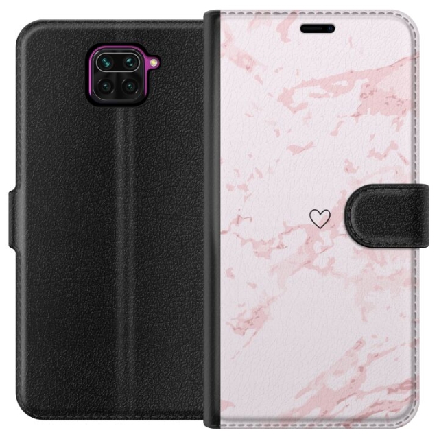Plånboksfodral till Xiaomi Redmi Note 9 med Rosa Hjärta motiv