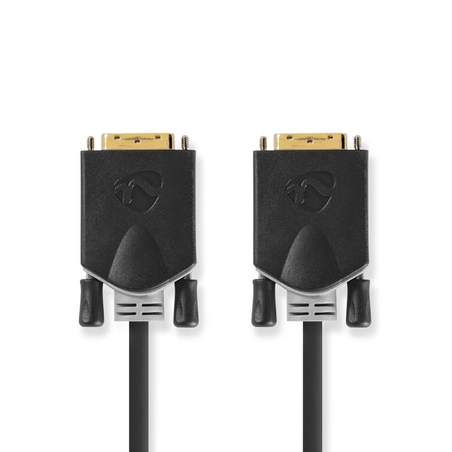 Nedis DVI-kabel | DVI-D 24+1-Pin Hane | DVI-D 24+1-Pin Hane | 2560x1600 | Guldplaterad | 3.00 m | Rak | PVC | Antracit | Låda