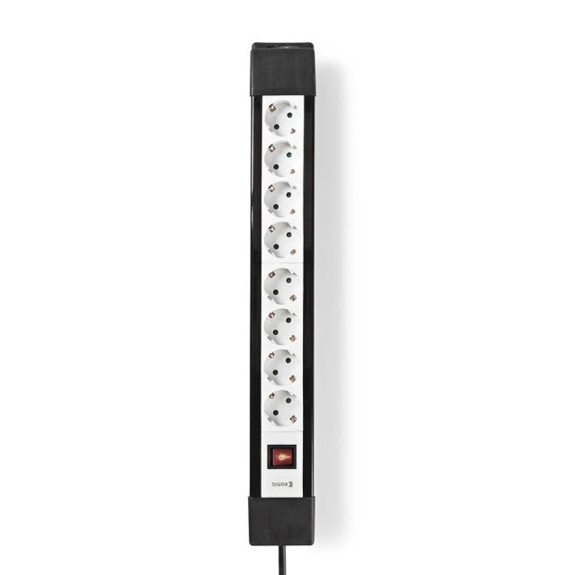 Nedis Gren kontakt | Jordad kontakt / Typ F (CEE 7/7) | 8-vägs | 3.00 m | 3680 W | 16 A | Typ av jordning: Sidkontakt | 230 V AC 50/60 Hz | Uttagsvinkel: 45 ° | H05VV-F 3G1.5mm² | På / av-knapp | Svart / Vit