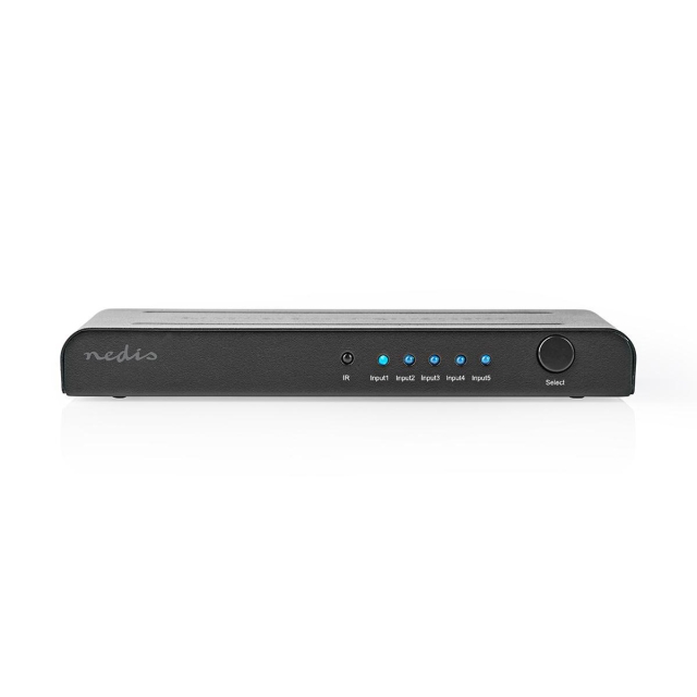Nedis HDMI ™ Switch | 5-Port port(s) | 5x HDMI™ Input | 1x HDMI™ Output | 4K@60Hz | 18 Gbps | Fjärrstyrd | Metall | Antracit