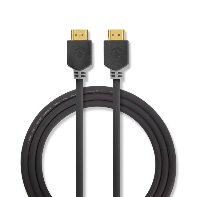 Nedis High Speed HDMI ™ kabel med Ethernet | HDMI™ Kontakt | HDMI™ Kontakt | 4K@60Hz | ARC | 18 Gbps | 1.00 m | Rund | PVC | Antracit | Låda