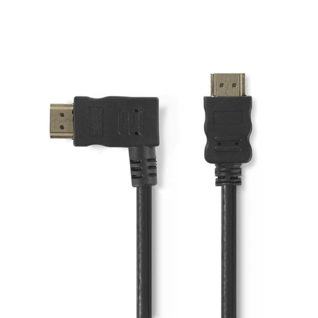 Nedis High Speed HDMI ™ kabel med Ethernet | Vänster Hooked HDMI ™ Connector | HDMI™ Kontakt | 4K@30Hz | 10.2 Gbps | 1.50 m | Rund | PVC | Svart | Kuvert