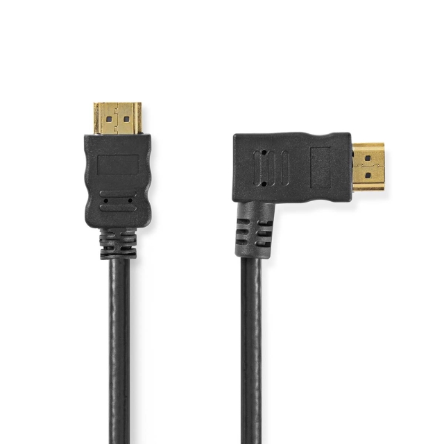 Nedis High Speed HDMI ™ kabel med Ethernet | Höger Hooked HDMI ™ Connector | HDMI™ Kontakt | 4K@30Hz | 10.2 Gbps | 1.50 m | Rund | PVC | Svart | Kuvert